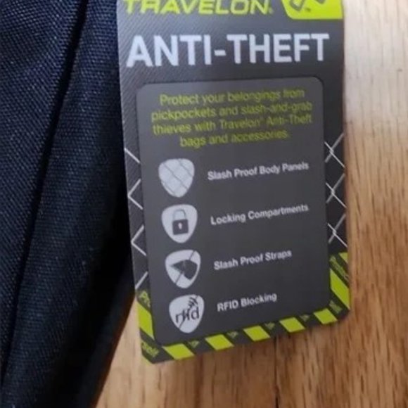 Black Travelon Anti-Theft Quilted Crossbody Pocketbook - Picture 2 of 5